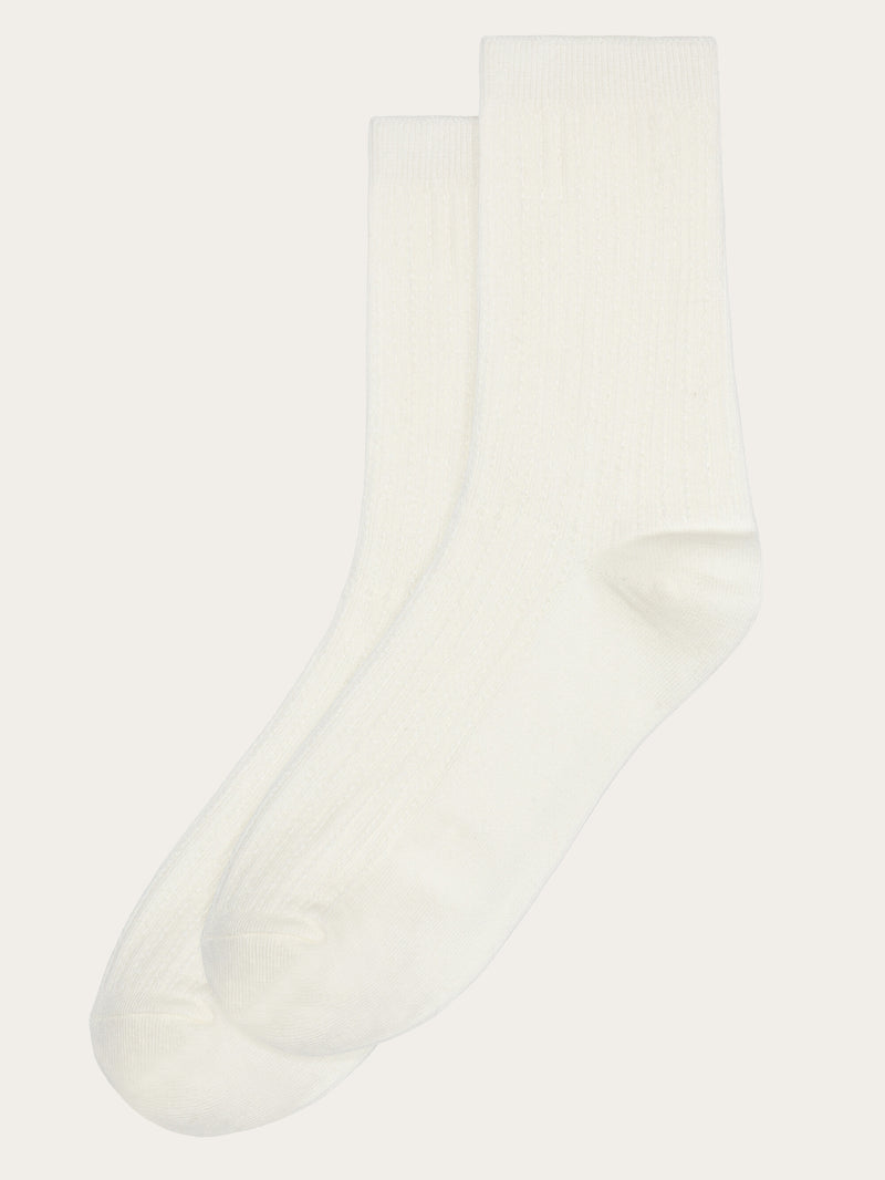 KnowledgeCotton Apparel - WMN 1-pack Cable structure socks - GOTS/Vegan Socks 1348 Buttercream