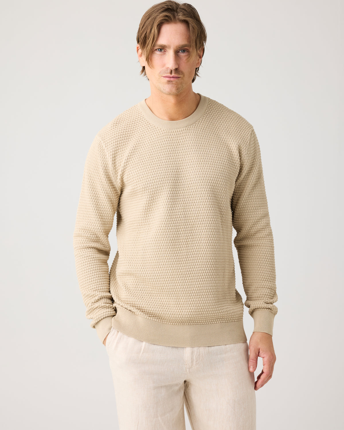 Bubble knit crew neck - Light feather gray