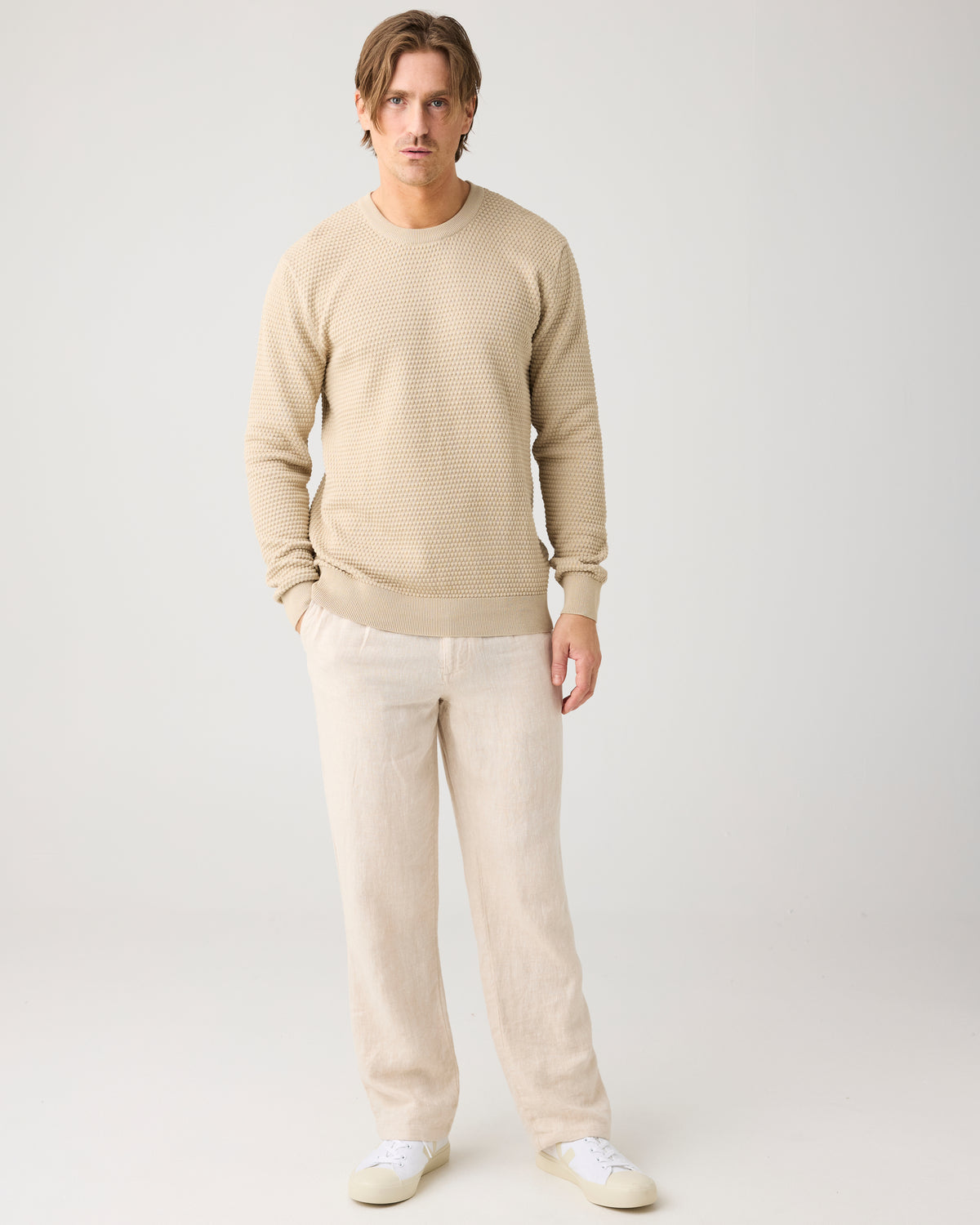 Bubble knit crew neck - Light feather gray
