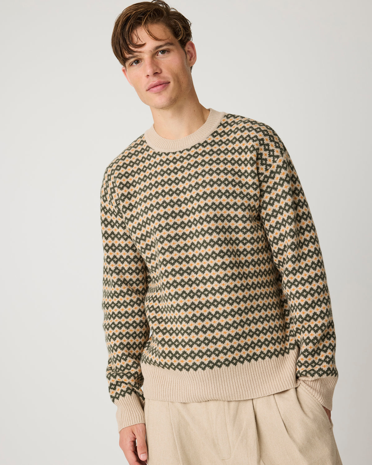 Lambswool jacquard sweater - Green