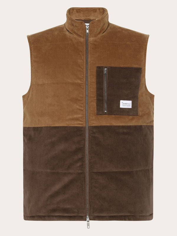 KnowledgeCotton Apparel - UNI 14-wales corduroy colorblock vest - GRS/Vegan Vests 1121 Dachshund