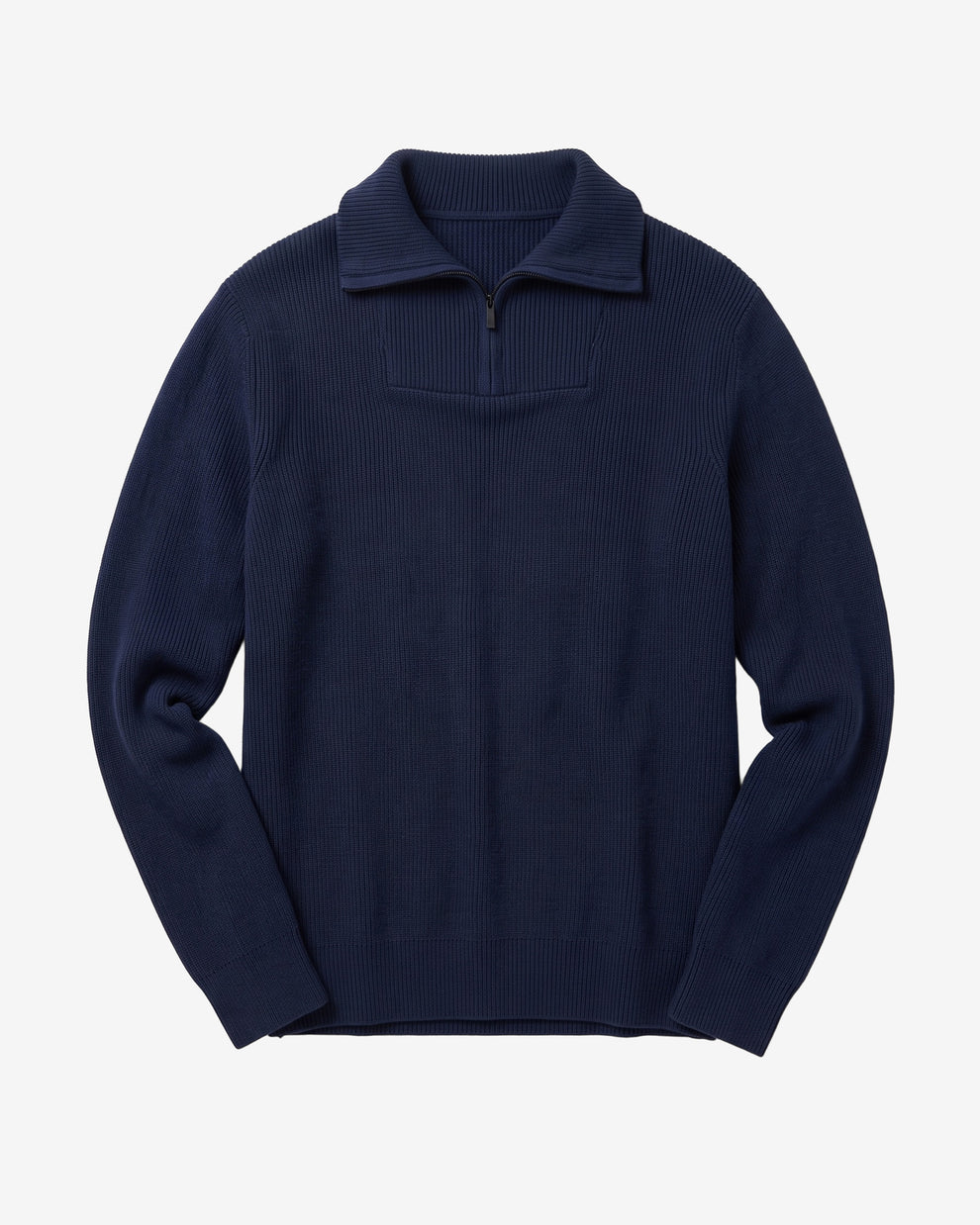 KnowledgeCotton Apparel - MEN 1/2 neck zip merino wool rib knit Knits 1001 Total Eclipse