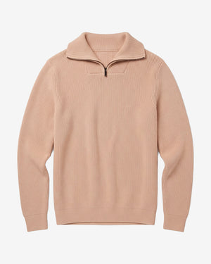 KnowledgeCotton Apparel - MEN 1/2 neck zip merino wool rib knit Knits 1336 Kelp melange