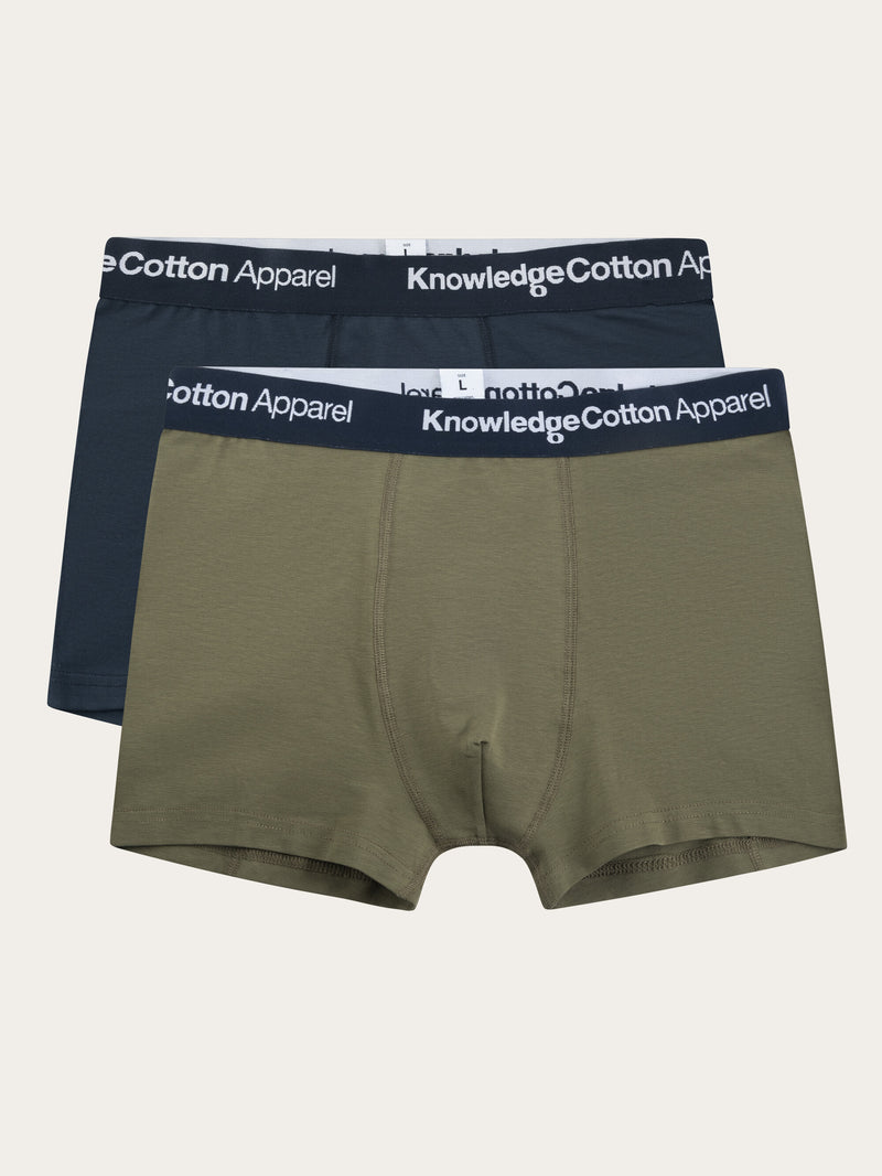 KnowledgeCotton Apparel - MEN 2 pack underwear Underwears 1100 Dark Olive