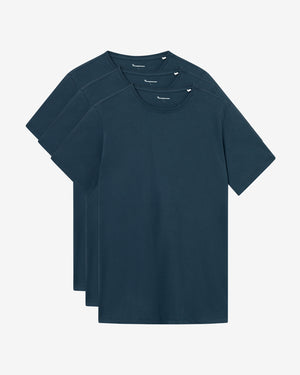 KnowledgeCotton Apparel - MEN 3-pack t-shirt T-shirts 1001 Total Eclipse
