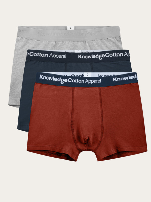 KnowledgeCotton Apparel - MEN 3-pack underwear Underwears 1478 Fired Brick