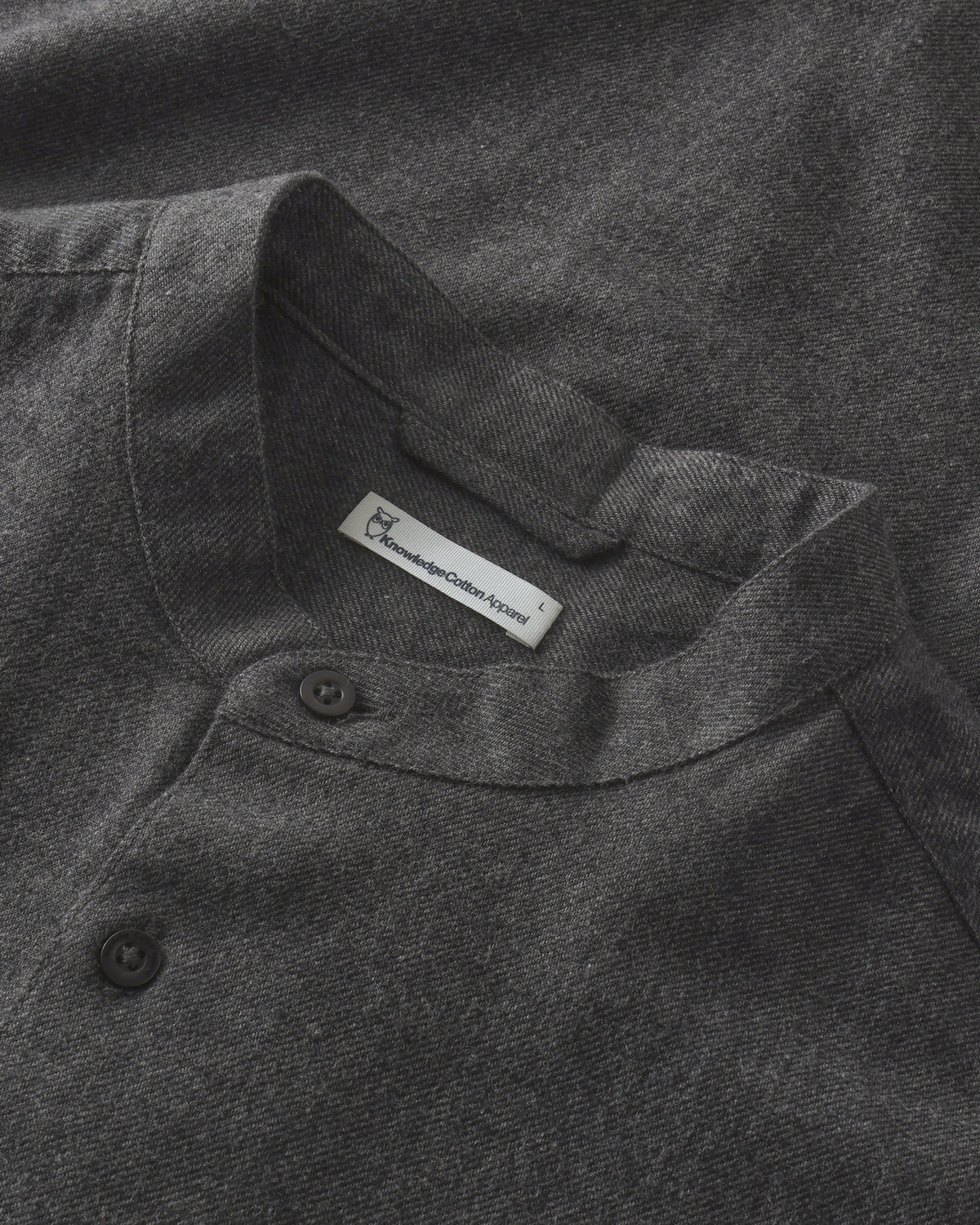 KnowledgeCotton Apparel - MEN Arch regular flannel shirt Shirts 1073 Dark Grey Melange