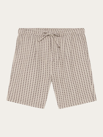 KnowledgeCotton Apparel - MEN Ash comfort structure shorts Shorts 8030 Beige stripe