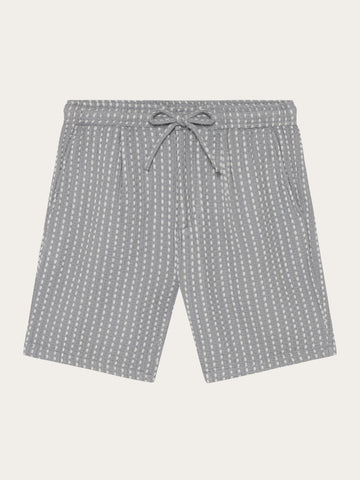 KnowledgeCotton Apparel - MEN Ash comfort structure shorts Shorts 8031 Grey stripe