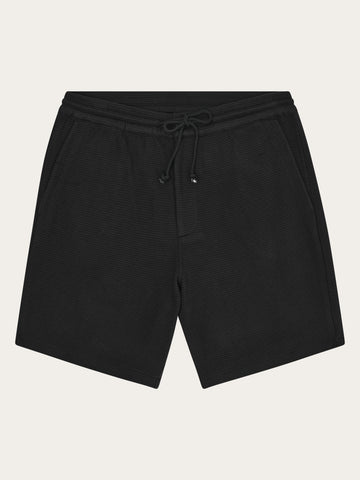 KnowledgeCotton Apparel - MEN Ash comfort waffle shorts Shorts 1300 Black Jet