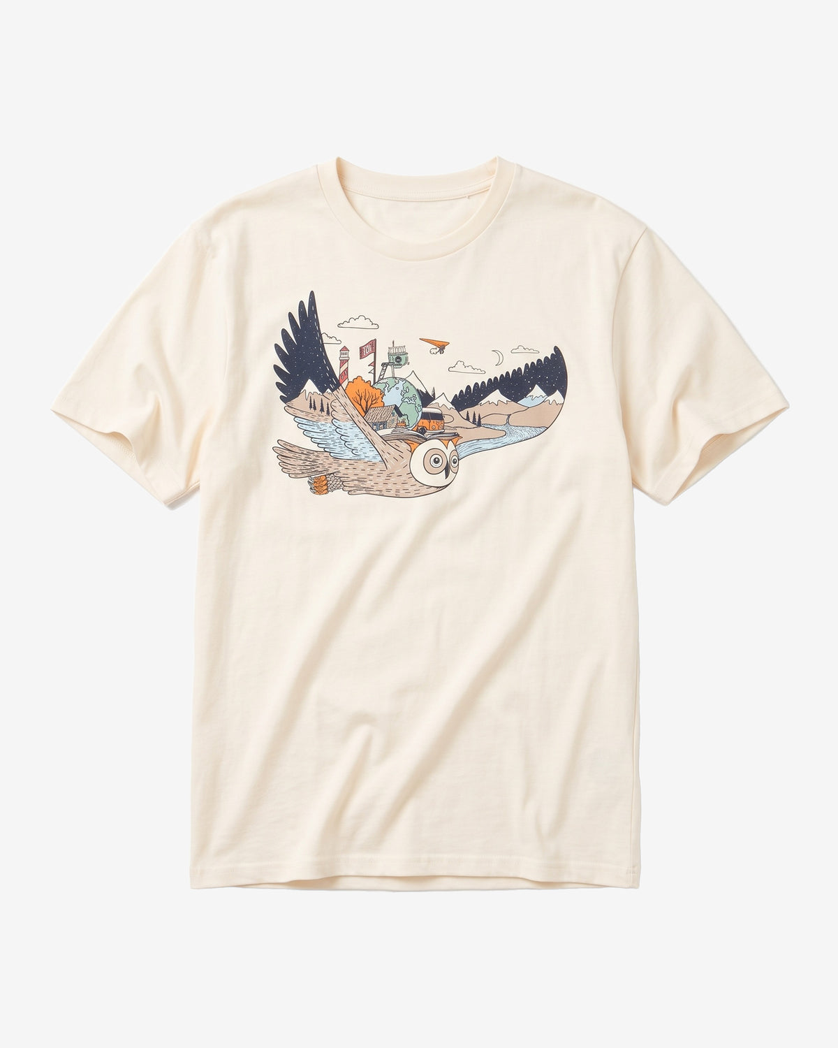 KnowledgeCotton Apparel - MEN Back print t-shirt T-shirts 1387 Egret