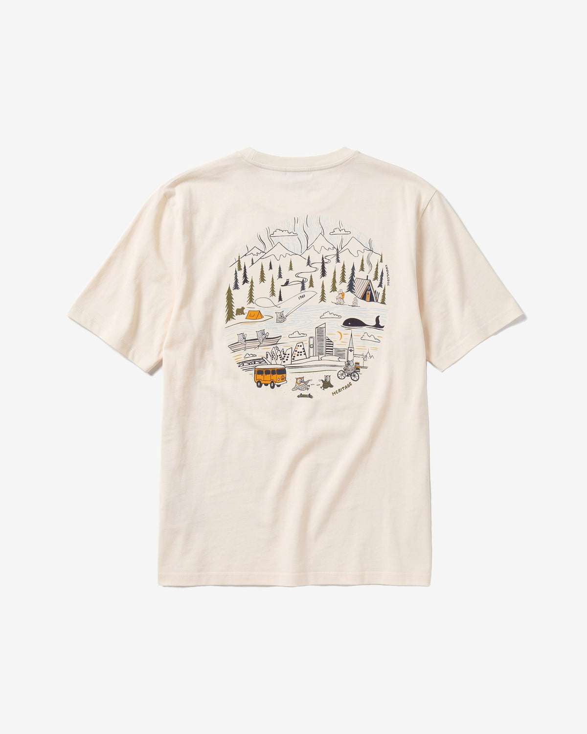 KnowledgeCotton Apparel - MEN Back print t-shirt T-shirts 1387 Egret