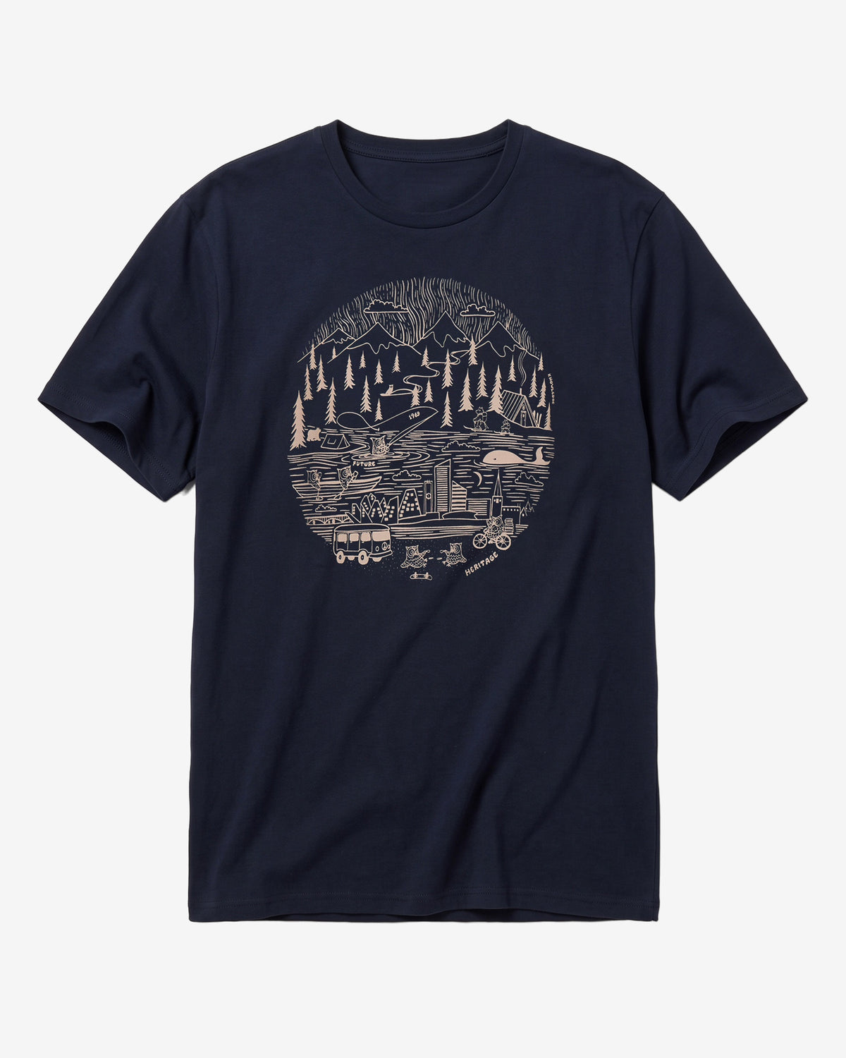 KnowledgeCotton Apparel - MEN Back print t-shirt T-shirts 1412 Night Sky