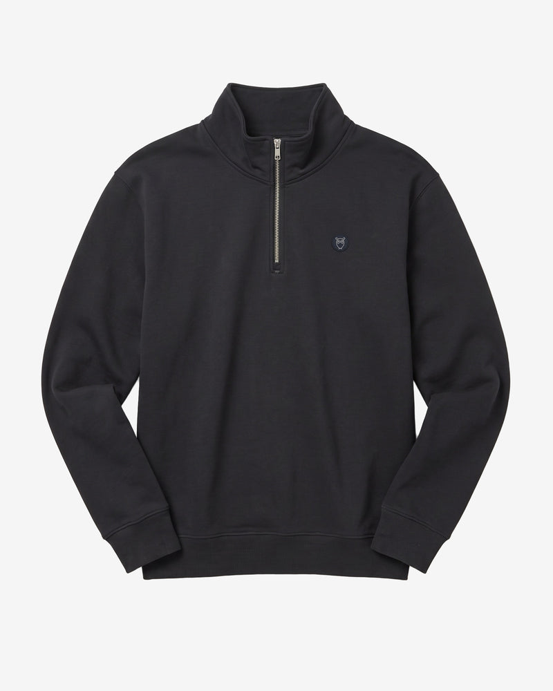 KnowledgeCotton Apparel - MEN Badge halfzip Sweats 1300 Black Jet