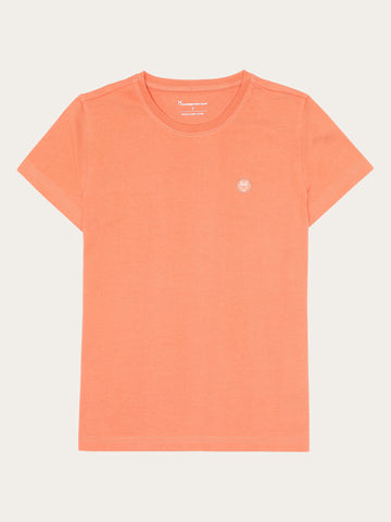 KnowledgeCotton Apparel - WMN Basic badge tee - Regenerative Organic Certified™ - GOTS/Vegan T-shirts 1481 Langoustino