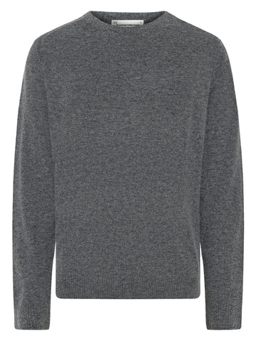 KnowledgeCotton Apparel - MEN Basic o-neck knit Knits 1073 Dark Grey Melange