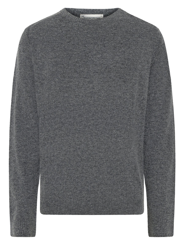 KnowledgeCotton Apparel - MEN Basic o-neck knit Knits 1073 Dark Grey Melange