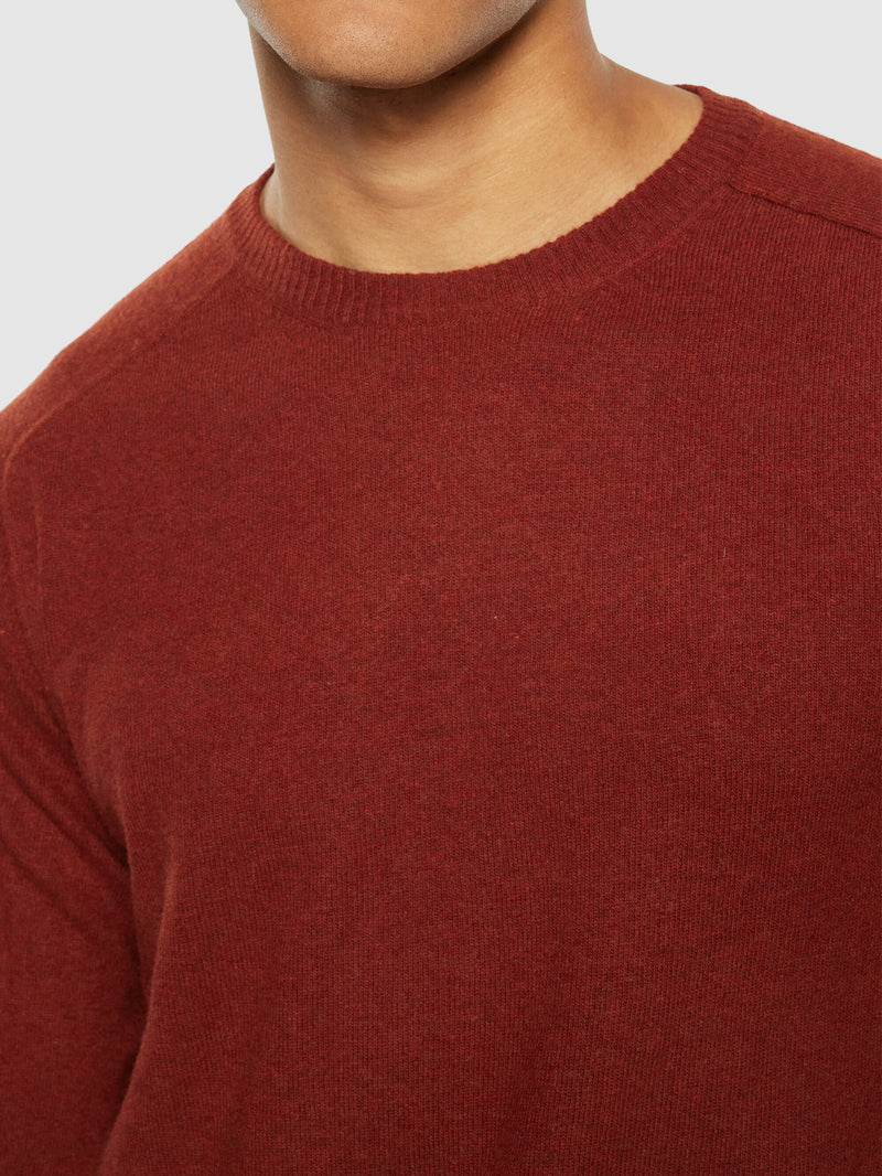 KnowledgeCotton Apparel - MEN Basic o-neck knit Knits 1478 Fired Brick