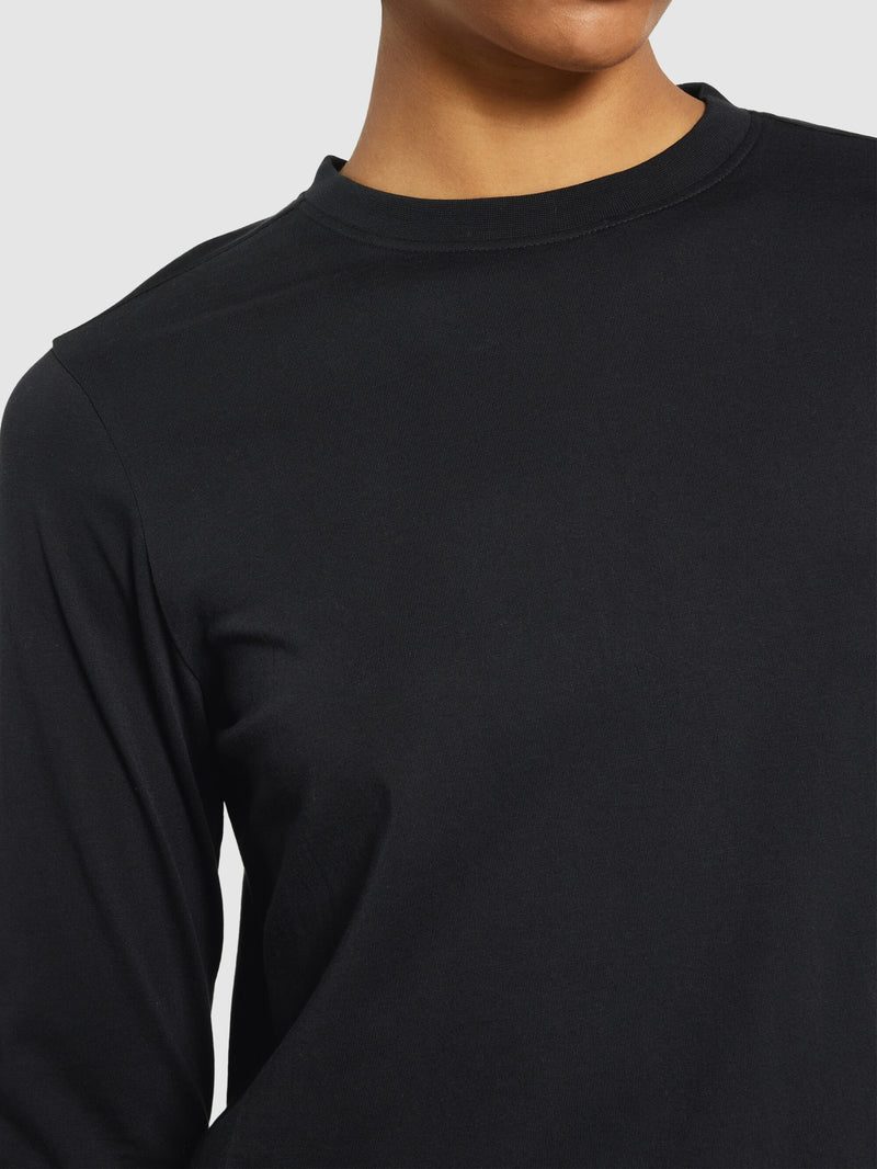 KnowledgeCotton Apparel - WMN Basic pima cotton long sleeve t-shirt - GOTS/Vegan Long Sleeves 1300 Black Jet