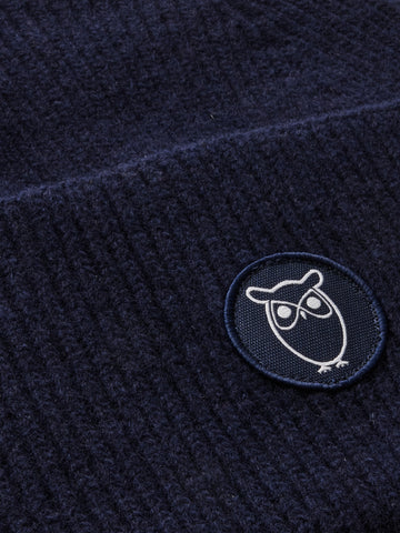 KnowledgeCotton Apparel - UNI Big rib beanie Hats 1001 Total Eclipse