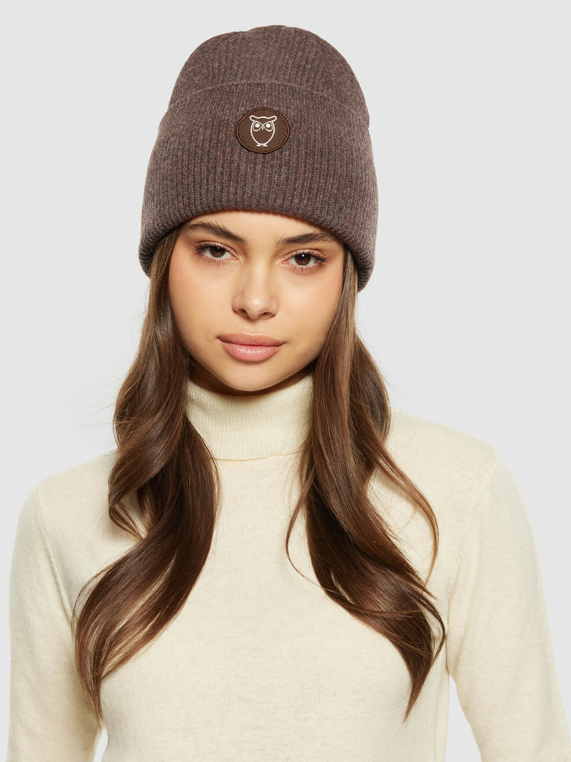 KnowledgeCotton Apparel - UNI Big rib beanie Hats 1243 Demitasse (brown)