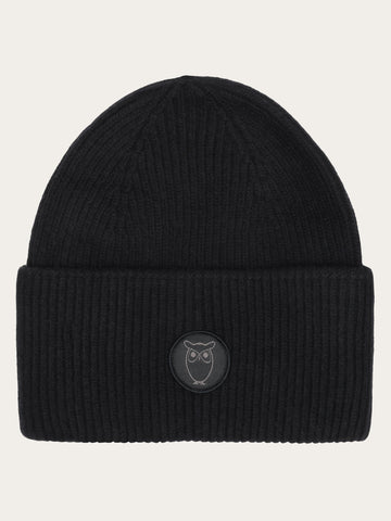 KnowledgeCotton Apparel - UNI Big rib beanie Hats 1300 Black Jet