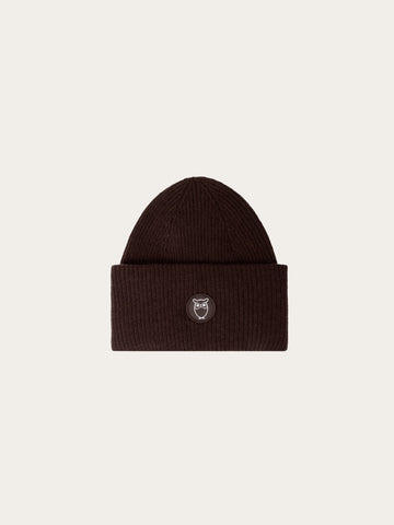 KnowledgeCotton Apparel - UNI Big rib beanie Hats 1487 Chocolate Torte