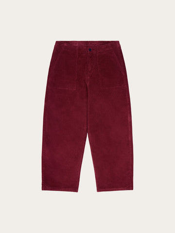 KnowledgeCotton Apparel - WMN Bloom barrel corduroy pants Pants 1500 Burgundy