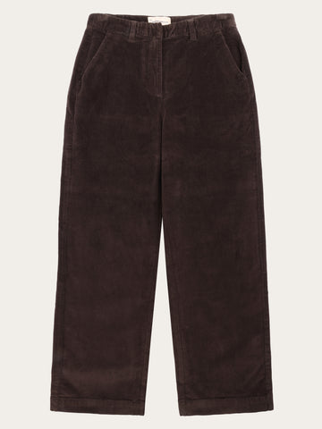 KnowledgeCotton Apparel - WMN Bora wide corduroy pant Pants 1487 Chocolate Torte