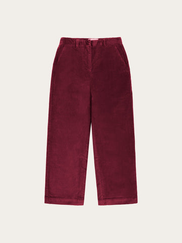 KnowledgeCotton Apparel - WMN Bora wide corduroy pant Pants 1500 Burgundy