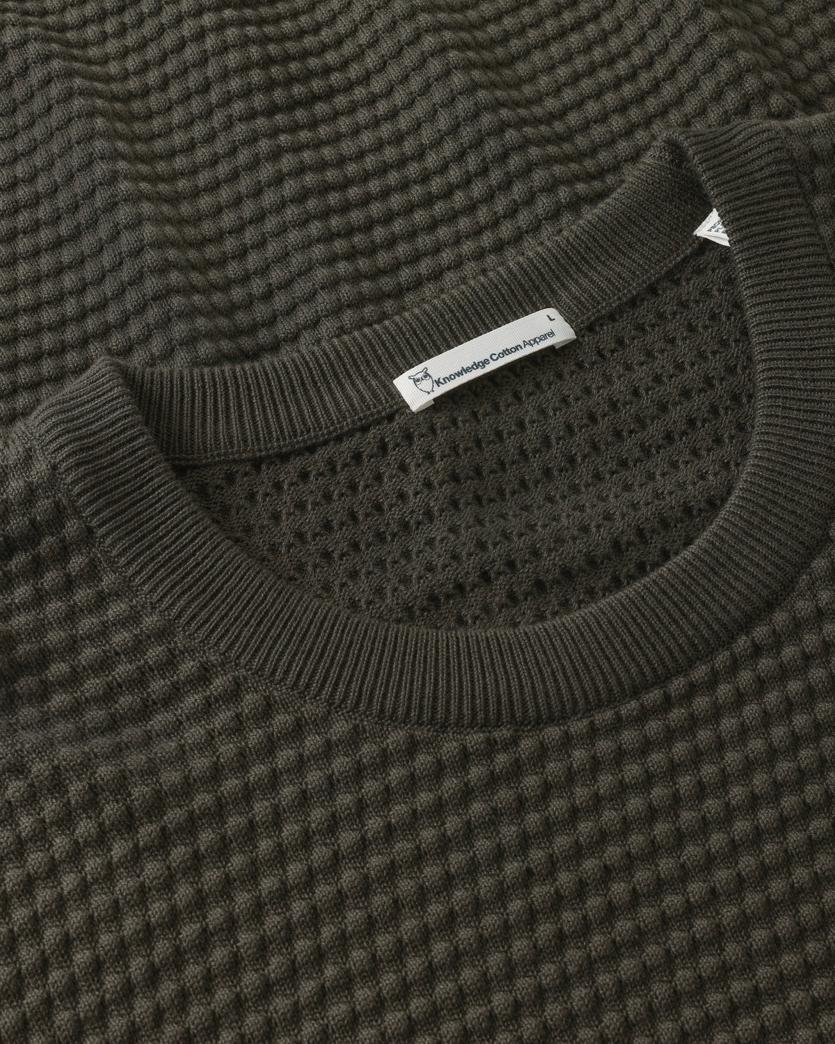 KnowledgeCotton Apparel - MEN Bubble knit crew neck Knits 1090 Forest Night