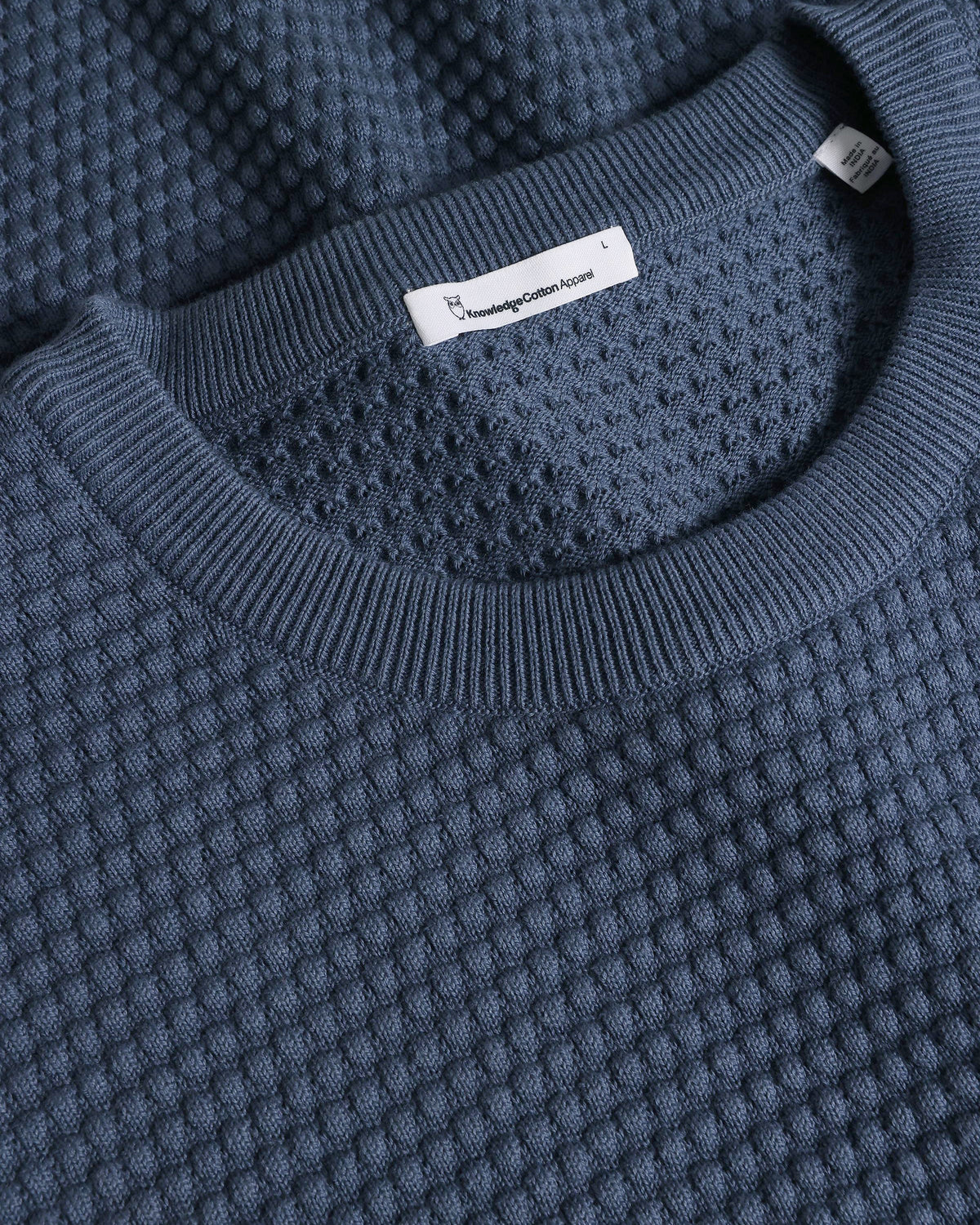KnowledgeCotton Apparel - MEN Bubble knit crew neck Knits 1226 Vintage Indigo