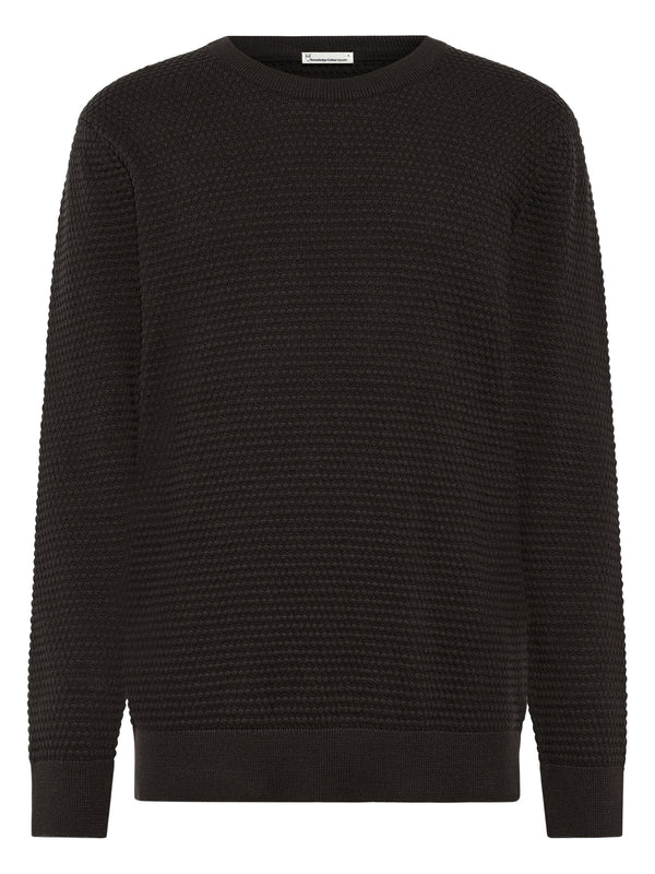 KnowledgeCotton Apparel - MEN Bubble knit crew neck Knits 1487 Chocolate Torte