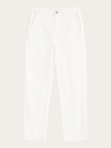 KnowledgeCotton Apparel - WMN CALLA tapered canvas pant Pants 1007 Star White