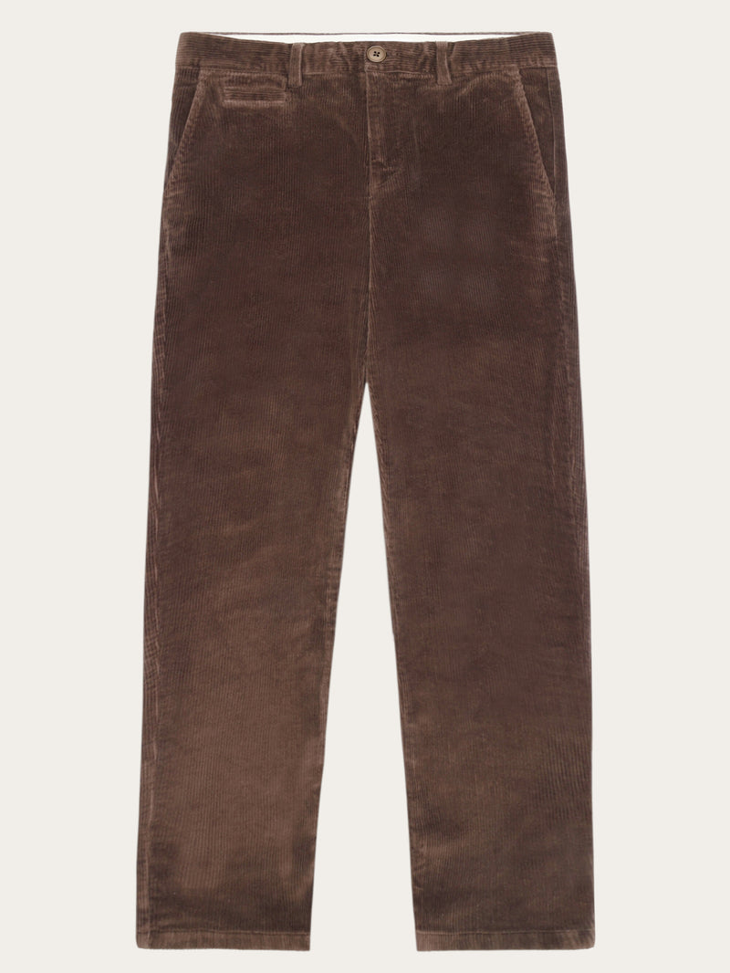 KnowledgeCotton Apparel - MEN CHUCK regular 8-wales corduroy chino pants Pants 1243 Demitasse (brown)