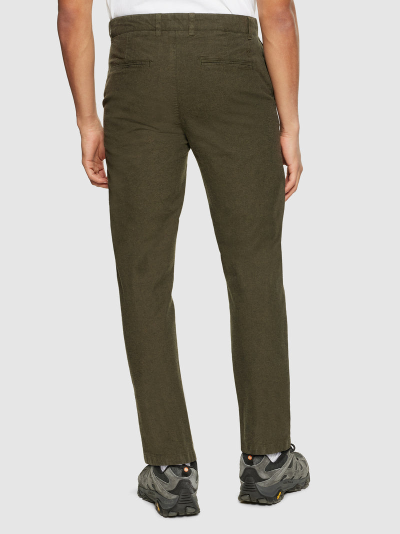 KnowledgeCotton Apparel - MEN CHUCK regular flannel chino pants Pants 1100 Dark Olive