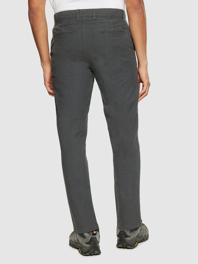 KnowledgeCotton Apparel - MEN CHUCK regular flannel chino pants Pants 1402 Gray Pinstripe