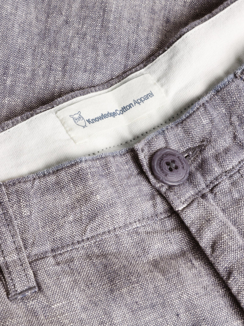 KnowledgeCotton Apparel - MEN CHUCK regular linen shorts - GOTS/Vegan Shorts 1226 Vintage Indigo