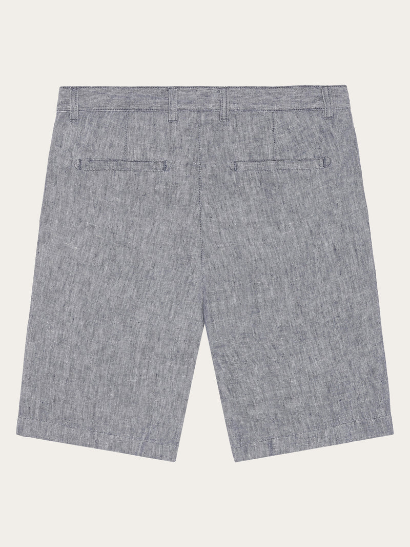 KnowledgeCotton Apparel - MEN CHUCK regular linen shorts - GOTS/Vegan Shorts 1226 Vintage Indigo