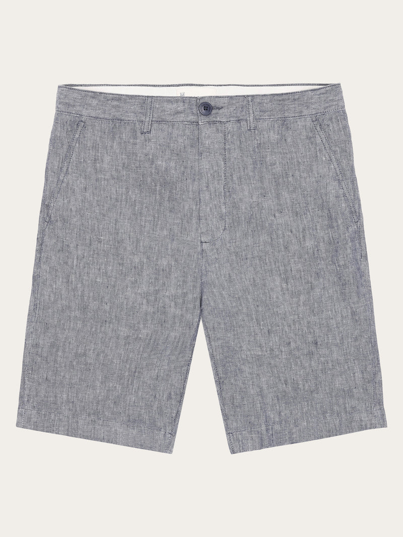 KnowledgeCotton Apparel - MEN CHUCK regular linen shorts - GOTS/Vegan Shorts 1226 Vintage Indigo