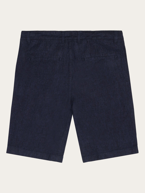 KnowledgeCotton Apparel - MEN CHUCK regular linen shorts - GOTS/Vegan Shorts 1450 Yarndyed - Total Eclipse