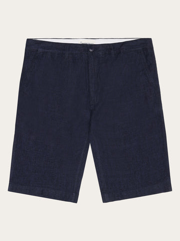 KnowledgeCotton Apparel - MEN Chuck regular linen shorts Shorts 1450 Yarndyed - Total Eclipse