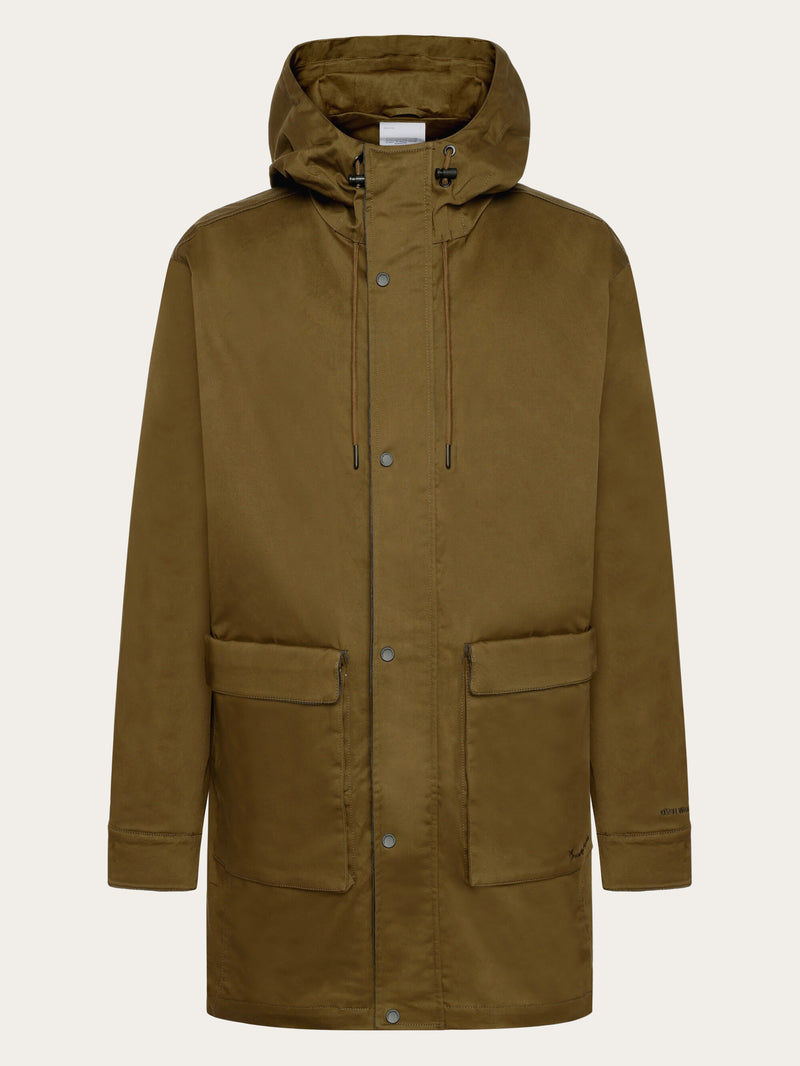 KnowledgeCotton Apparel - MEN Canvas casual long jacket - GOTS Jackets 1100 Dark Olive