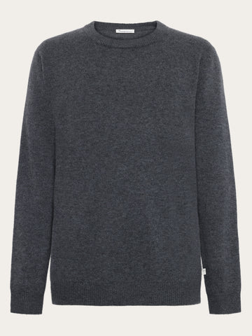 KnowledgeCotton Apparel - MEN Cashmere Crew Neck Knit RWS Knits 1073 Dark Grey Melange