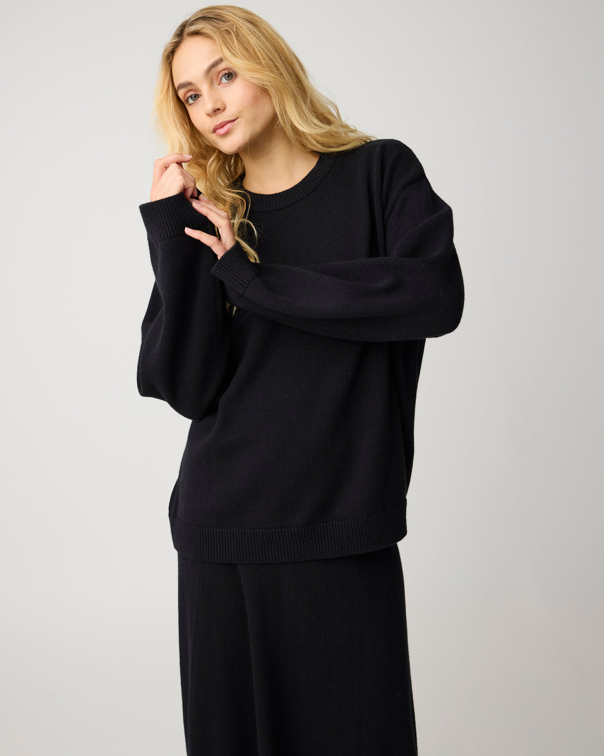 KnowledgeCotton Apparel - WMN Cashmere crew neck sweater Knits 1300 Black Jet