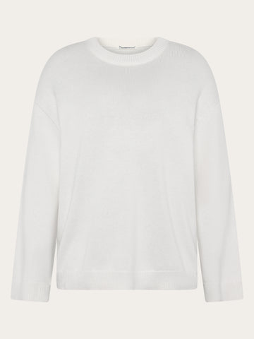 KnowledgeCotton Apparel - WMN Cashmere crew neck sweater Knits 1387 Egret