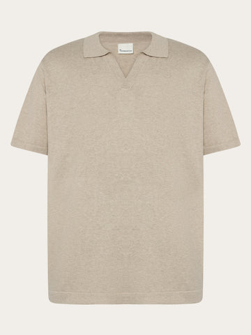 KnowledgeCotton Apparel - MEN Cashmere knit polo Polos 1228 Light feather gray