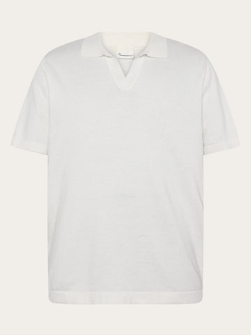 KnowledgeCotton Apparel - MEN Cashmere knit polo Polos 1387 Egret