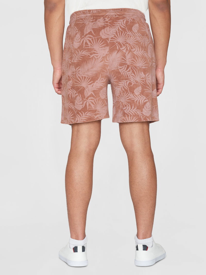 KnowledgeCotton Apparel - MEN Casual printed terry short Shorts 9926 Brown