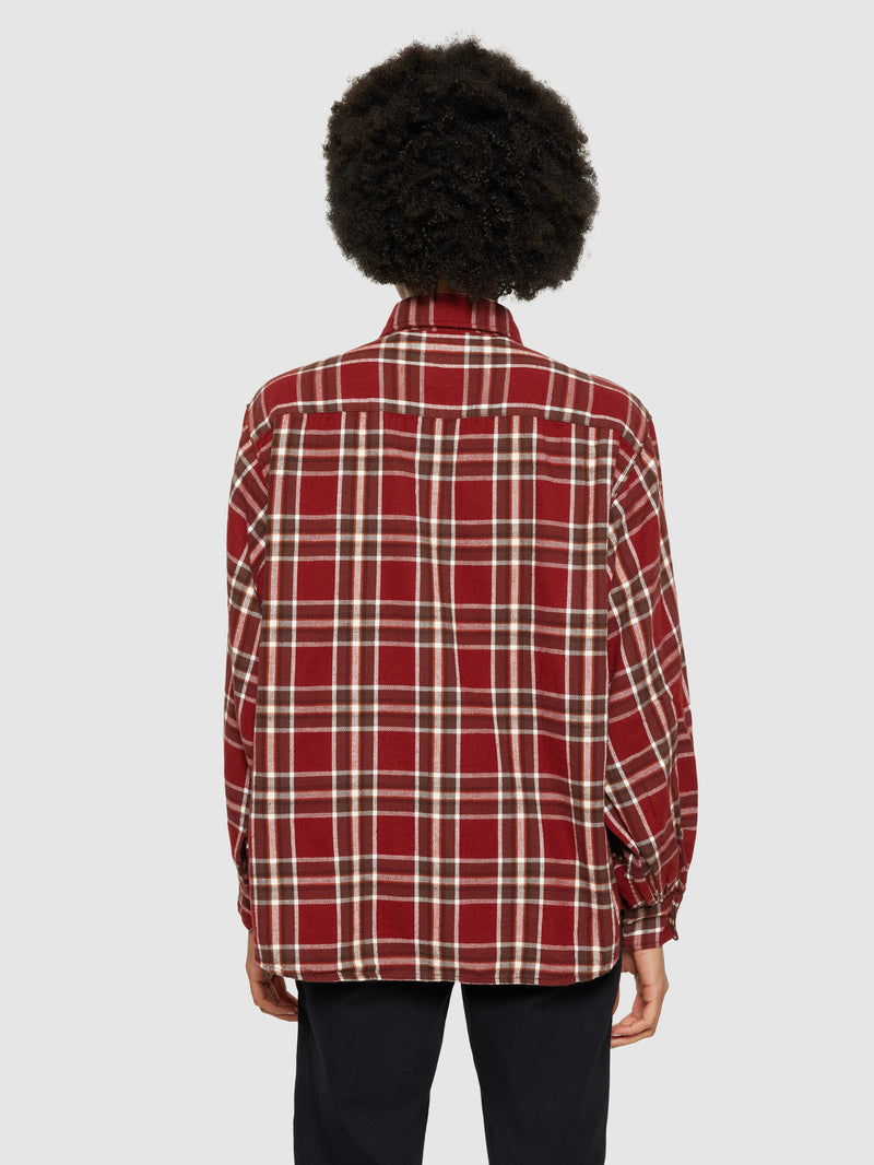 KnowledgeCotton Apparel - WMN Check shirt balloon arms Shirts 7025 Red check